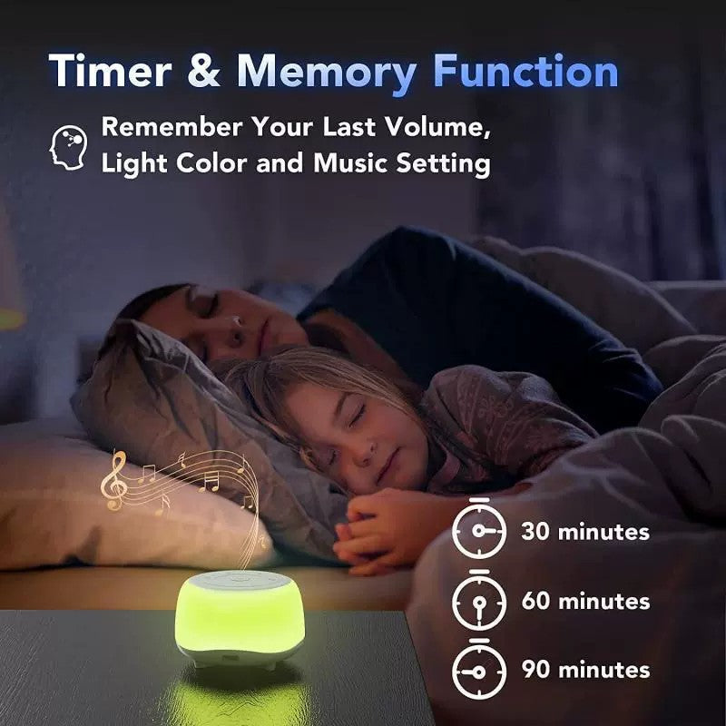 Portable Sound Machine with White Noise, Night Light, and Speaker for Baby's Soothing Sleep and Relaxation