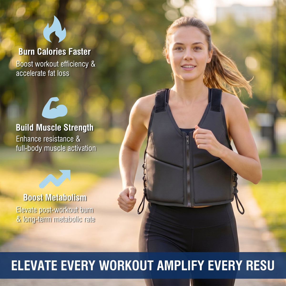 10LBS Adjustable Weighted Vest for Women with Secure Fit - Black