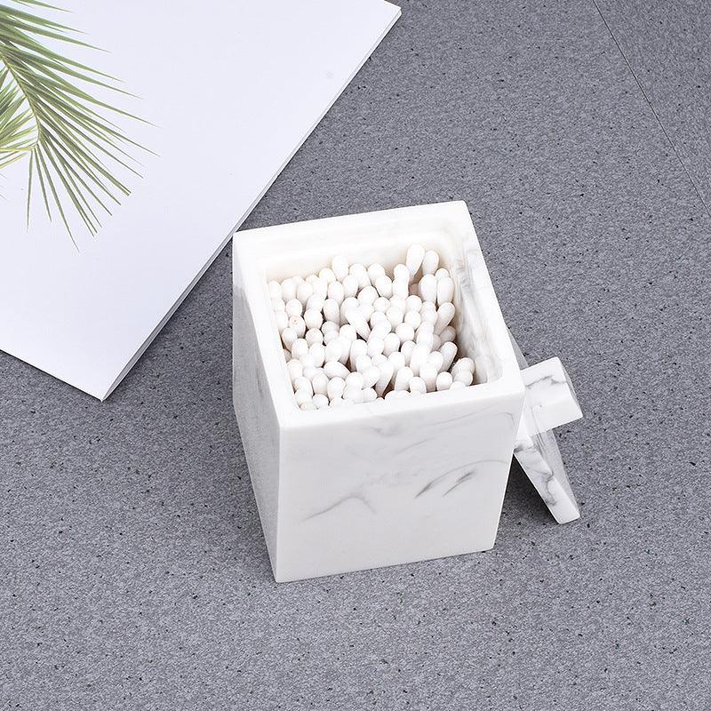 1pc Marble-like Cosmetic Organizer Box - Elegant Bathroom & Kitchen Storage Case, Compact Vanity Organizer for Home, Hotel, or Countertop Decoration - Modern Minimalist Decor, Bathroom Decorations, Toiletry Holder, Sophistica
