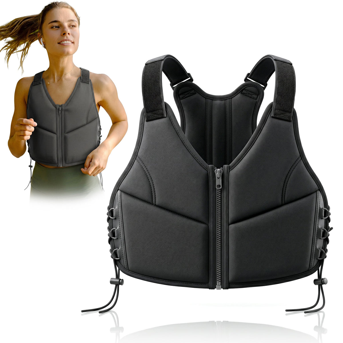 10LBS Adjustable Weighted Vest for Women with Secure Fit - Black