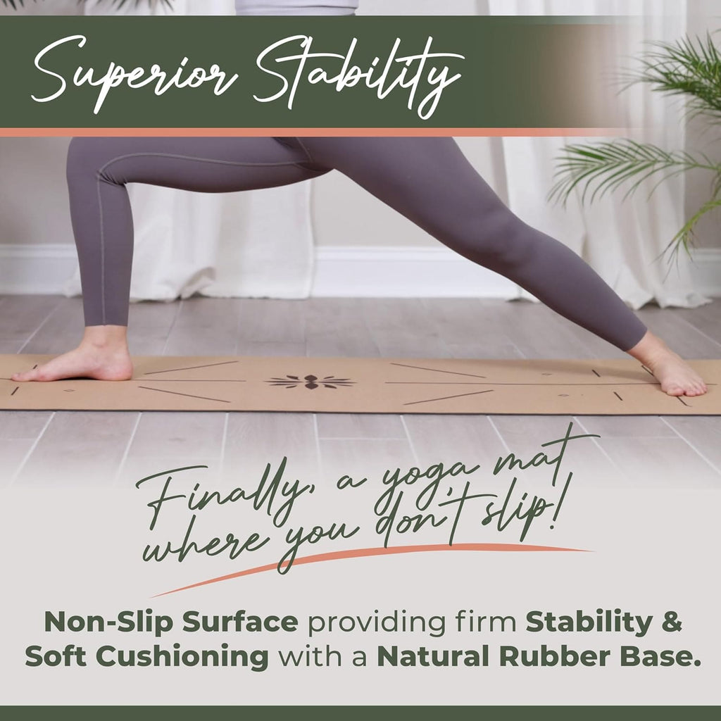 Premium Cork All-in-One Yoga Essentials Kit -Large Cork Yoga Mat and Blocks Set