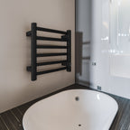 Towel Warmer 6 Bar Electric Heated Towel Rack Wall Mount Plug-in/Bath Towel Heater Matt-Black - Timer