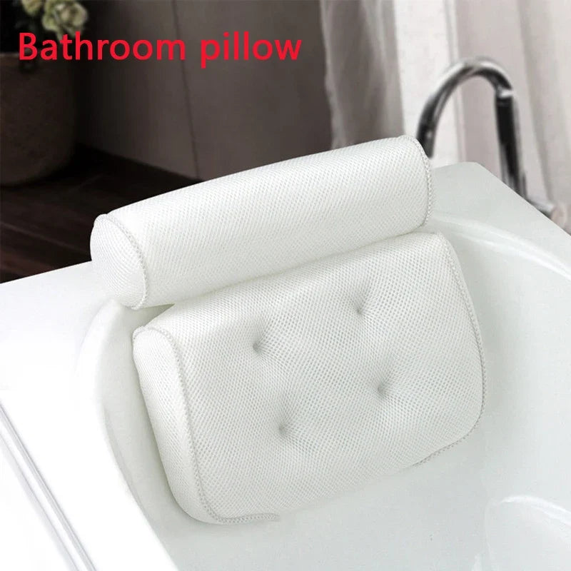 3D Mesh Bath Pillow Soft Waterproof SPA Headrest Bathtub Pillow With Backrest Suction Cup Neck Cushion Bathroom Accessories