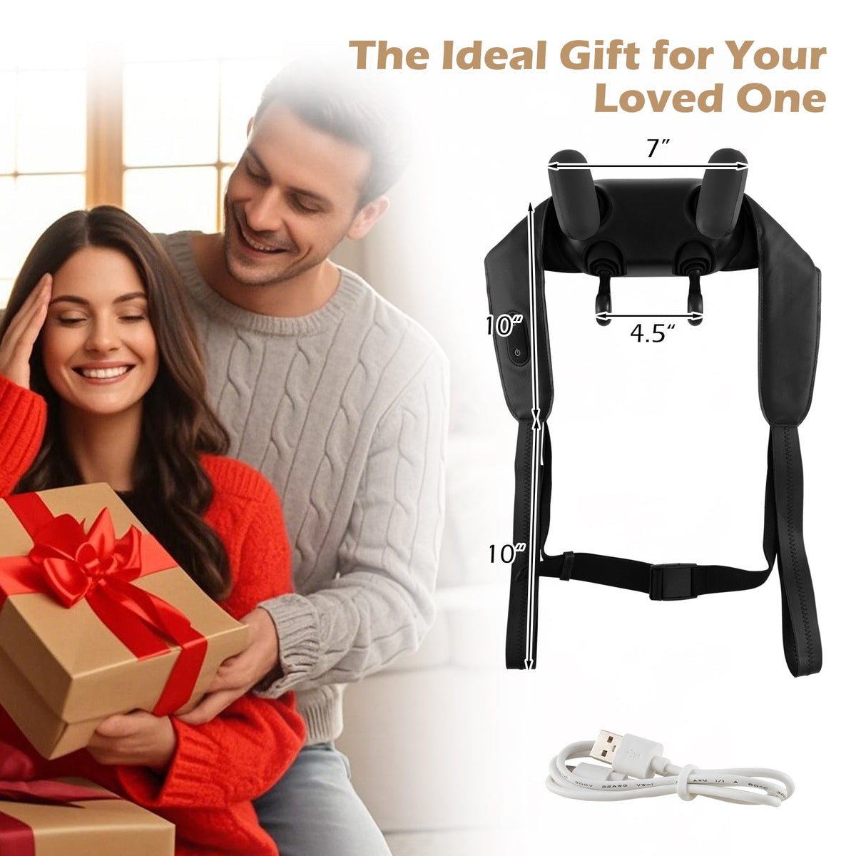 Neck Shoulder Massager with 2 Heat Levels for Pain Relief