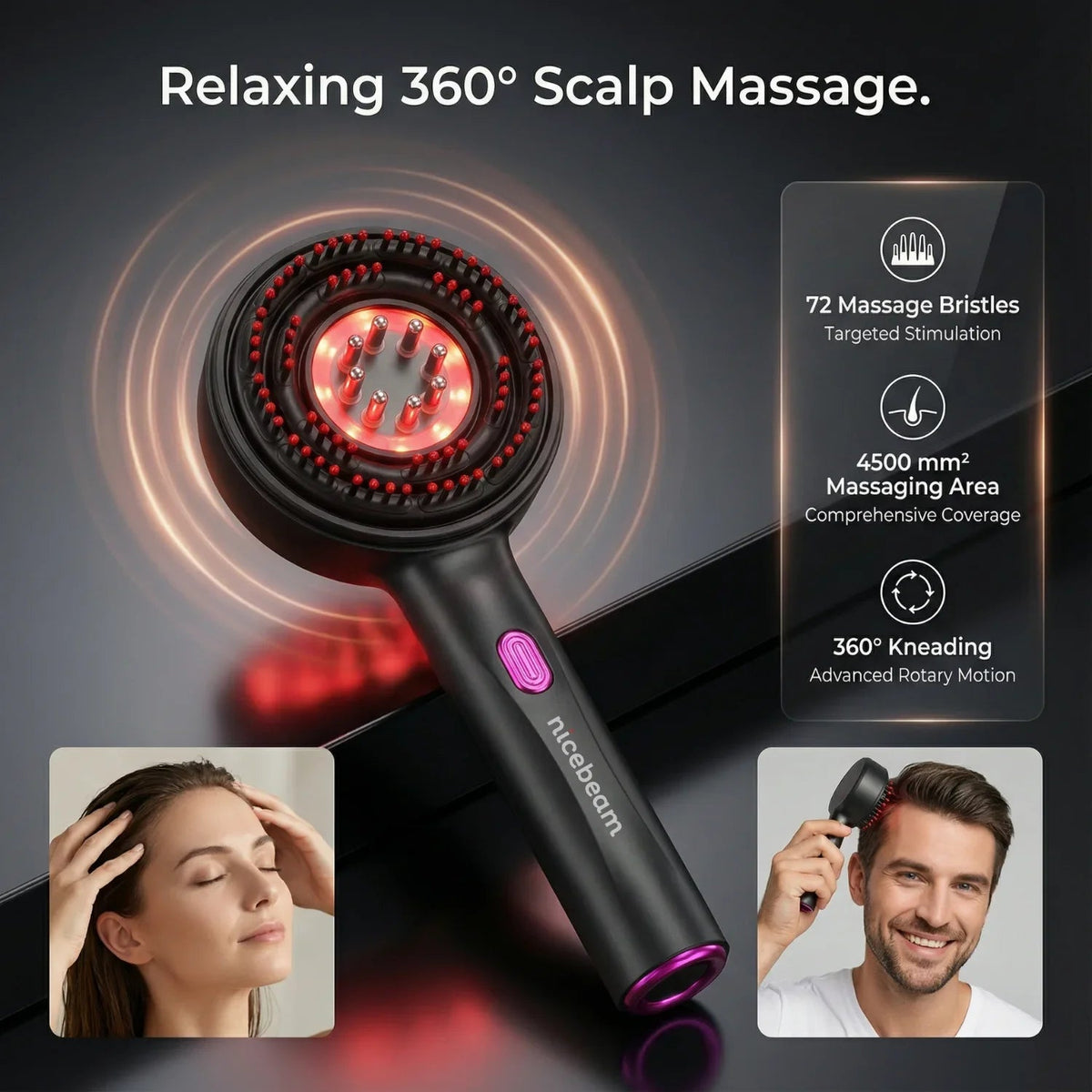 Nicebeam 3-in-1 Scalp Massager with Red Light Therapy for Hair Growth & Scalp Health