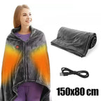 Wearable Heating Electric Blanket Shawl 3 Heated Level Throw Blanket 5v USB Charging Coral Velvet 8 Heated Areas Fast Heating