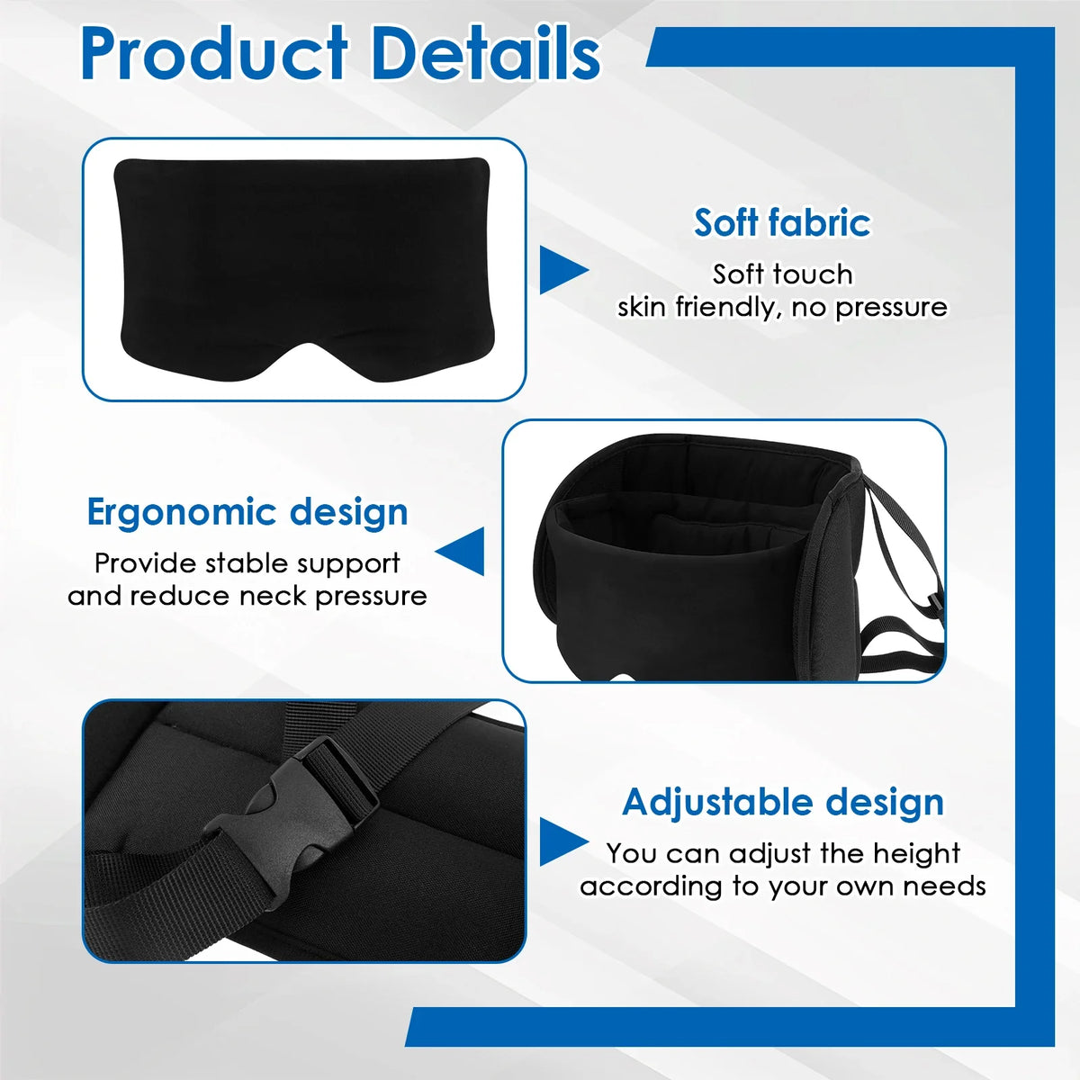 2 In 1 Travel Pillow Cotton Comfortable Neck Headrest with Eye Mask and Storage Bag 360° Support Airplane Pillow for Travelling