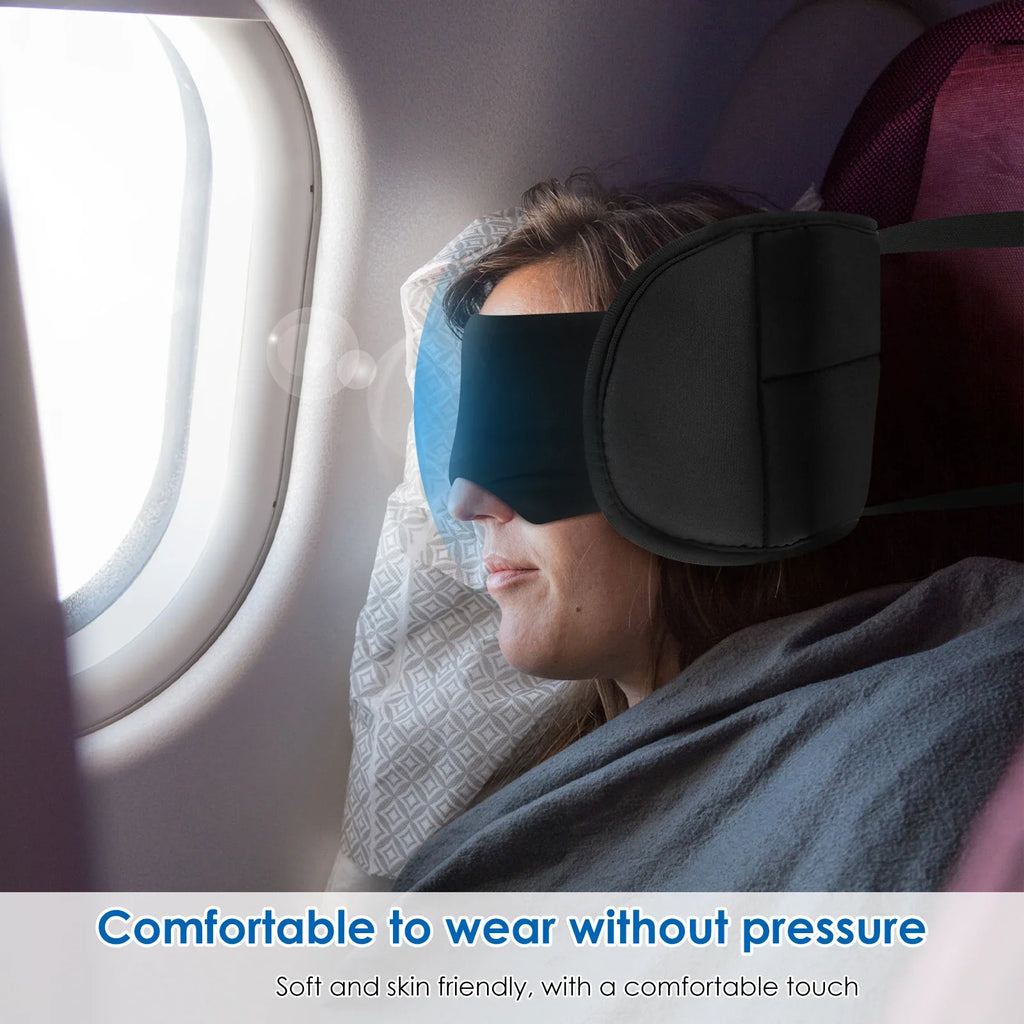 2 In 1 Travel Pillow Cotton Comfortable Neck Headrest with Eye Mask and Storage Bag 360° Support Airplane Pillow for Travelling