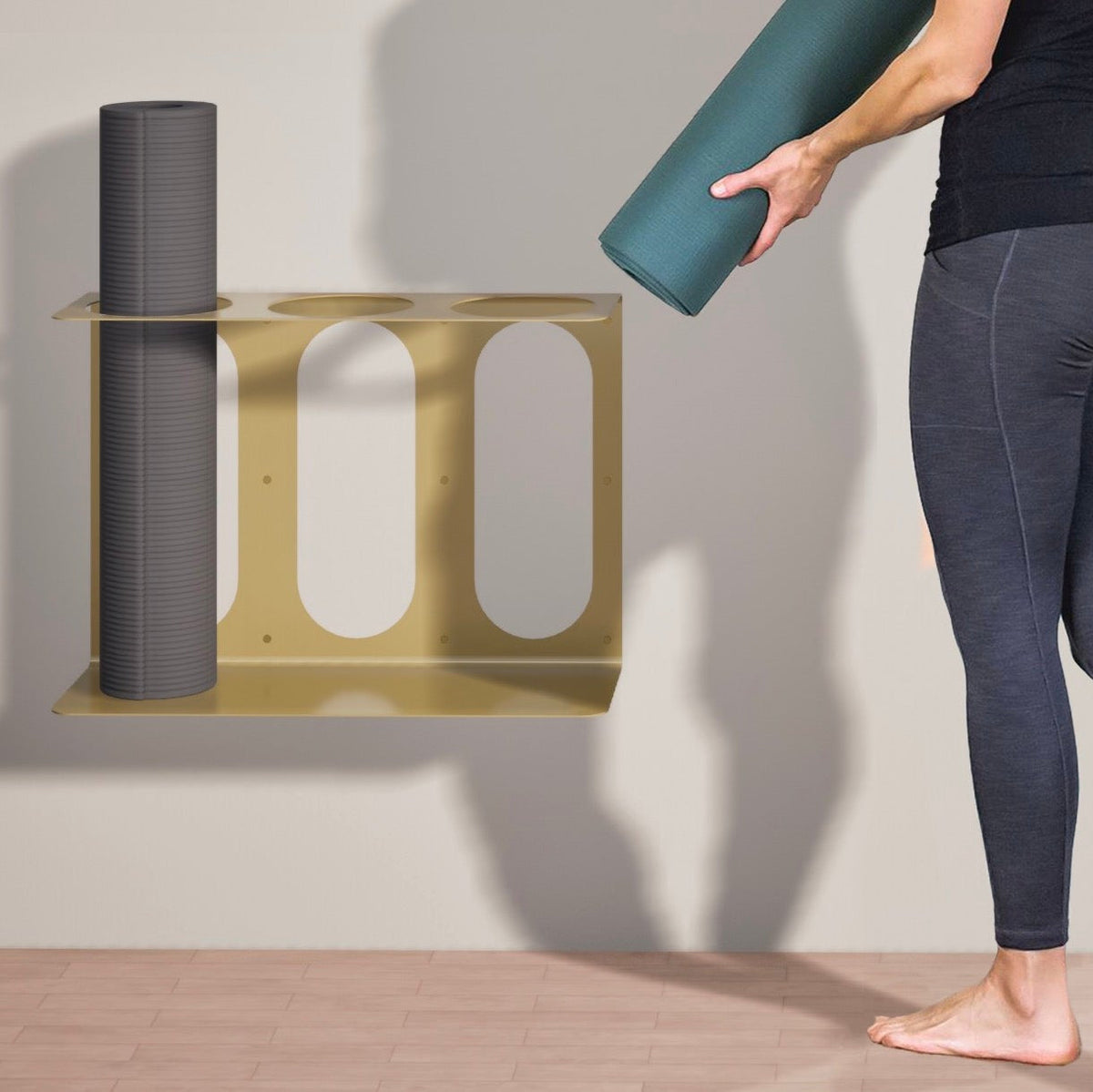 Yoga Mat Wall Rack | Holds 3 Mats/Rollers