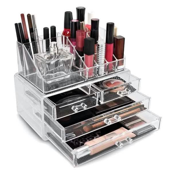 2-Pack: Acrylic Makeup Organizer Cosmetic Jewelry Display Box