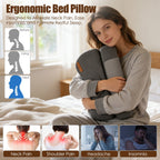 USB Heated Neck Pillow Zero Pressure Memory Foam Cervical Neck Pillow Heated Bed Pillow with Eye Mask Adapter for Pain Relief