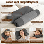 USB Heated Neck Pillow Zero Pressure Memory Foam Cervical Neck Pillow Heated Bed Pillow with Eye Mask Adapter for Pain Relief