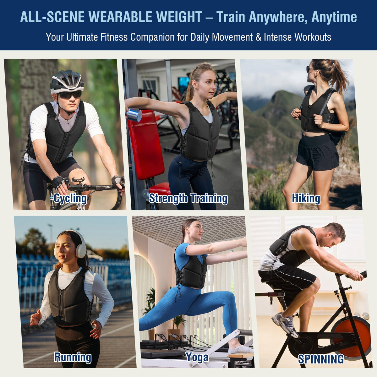 10LBS Adjustable Weighted Vest for Women with Secure Fit - Black