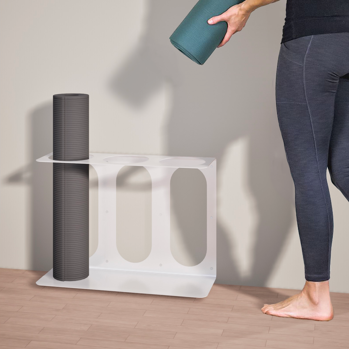 Yoga Mat Wall Rack | Holds 3 Mats/Rollers