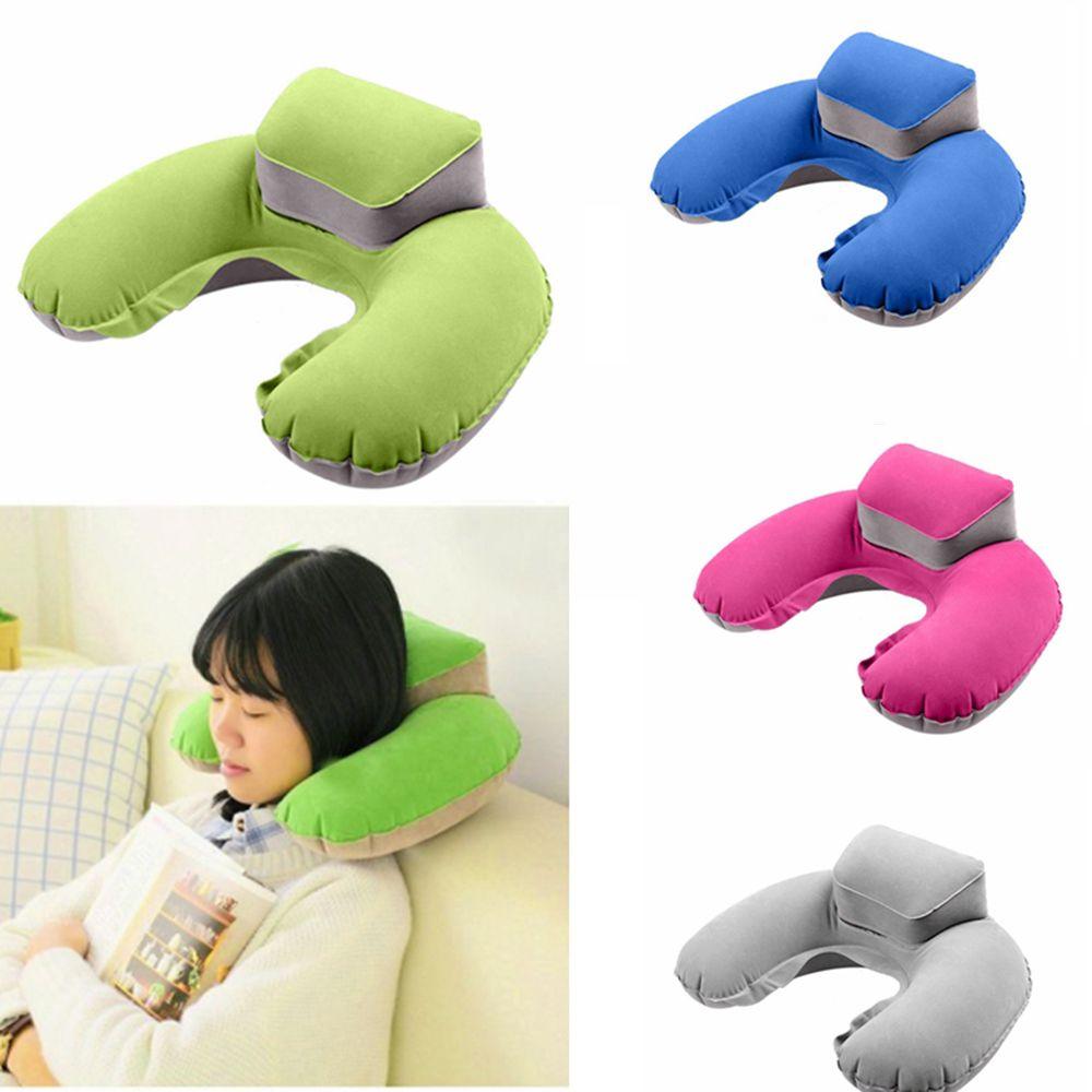New Portable U Shape Air Inflatable Travel Pillow Support Flocking PVC Ultra Soft Comfort Neck Travel Pillow Neck Pillow for Airplane Travel Inflatable Neck Pillow for Airplane with 3D Contoured Eye Masks Adjustable Neck Support Pillow for Traveling