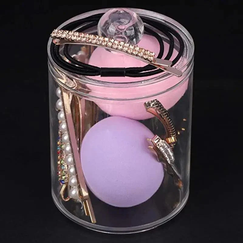 Portable 2pcs Cosmetics Storage Box Makeup Organizer Bathroom Jar Cotton Swab Cotton Pad Jewelry Round Plastic Box Storage Container