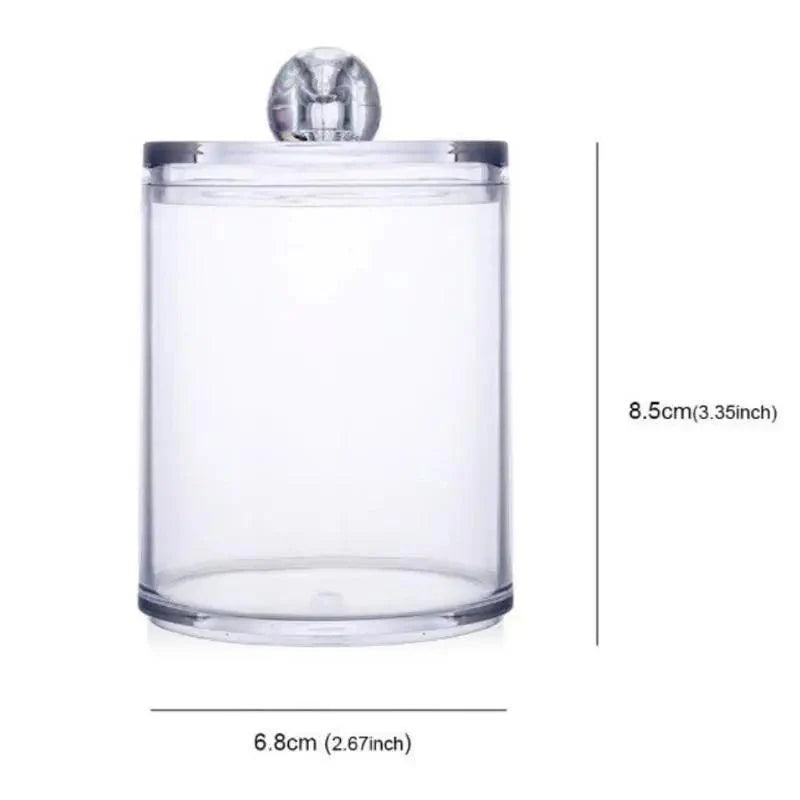 Portable 2pcs Cosmetics Storage Box Makeup Organizer Bathroom Jar Cotton Swab Cotton Pad Jewelry Round Plastic Box Storage Container